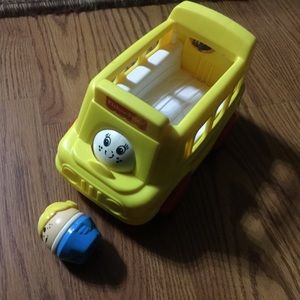 Vintage Fisher Price Roll-a-Round SchoolBus/Figure